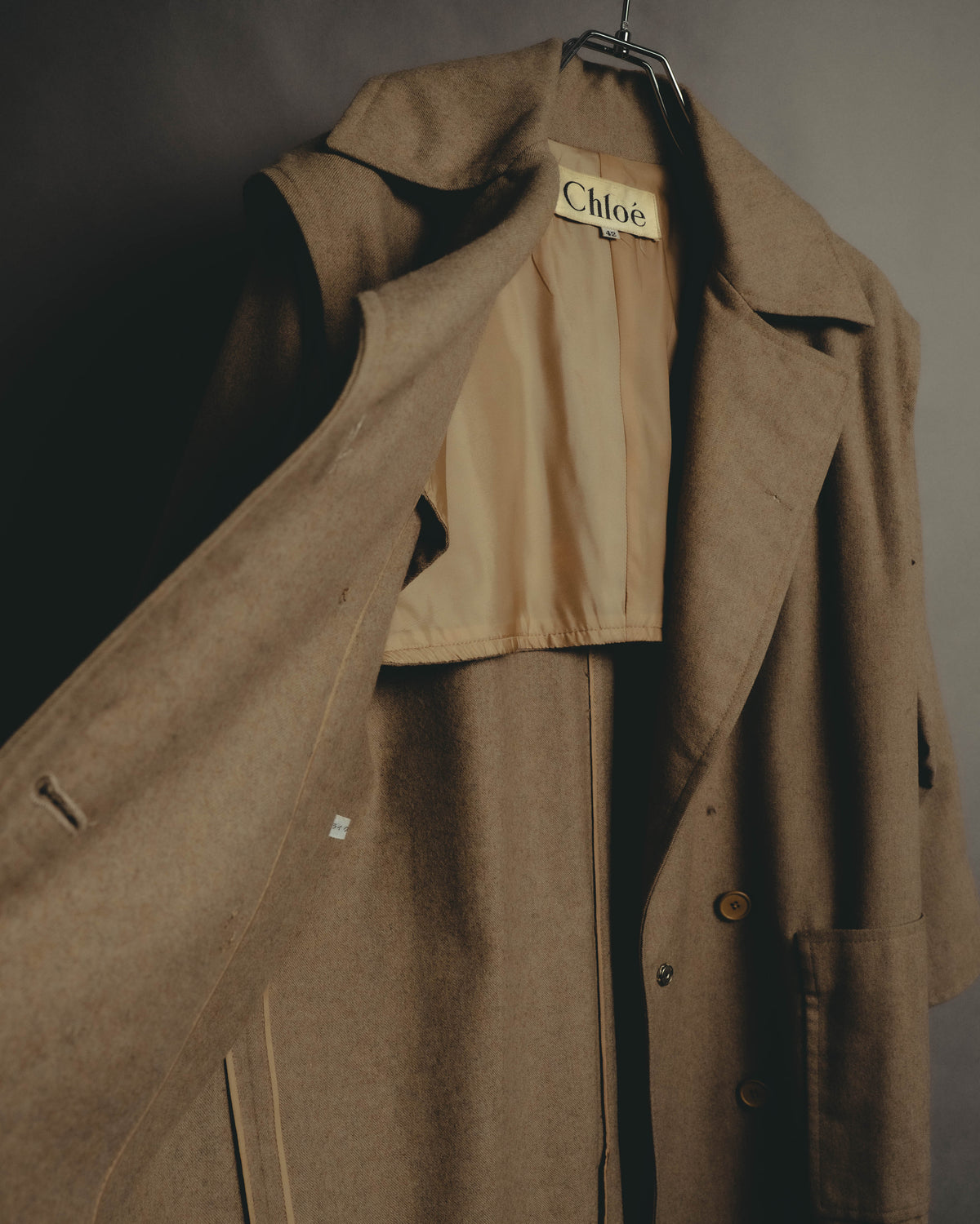 "Chloé" 70's-80's Wide-lapel double-breasted long coat