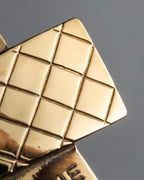 "CELINE" Quilted plate design gold brooch