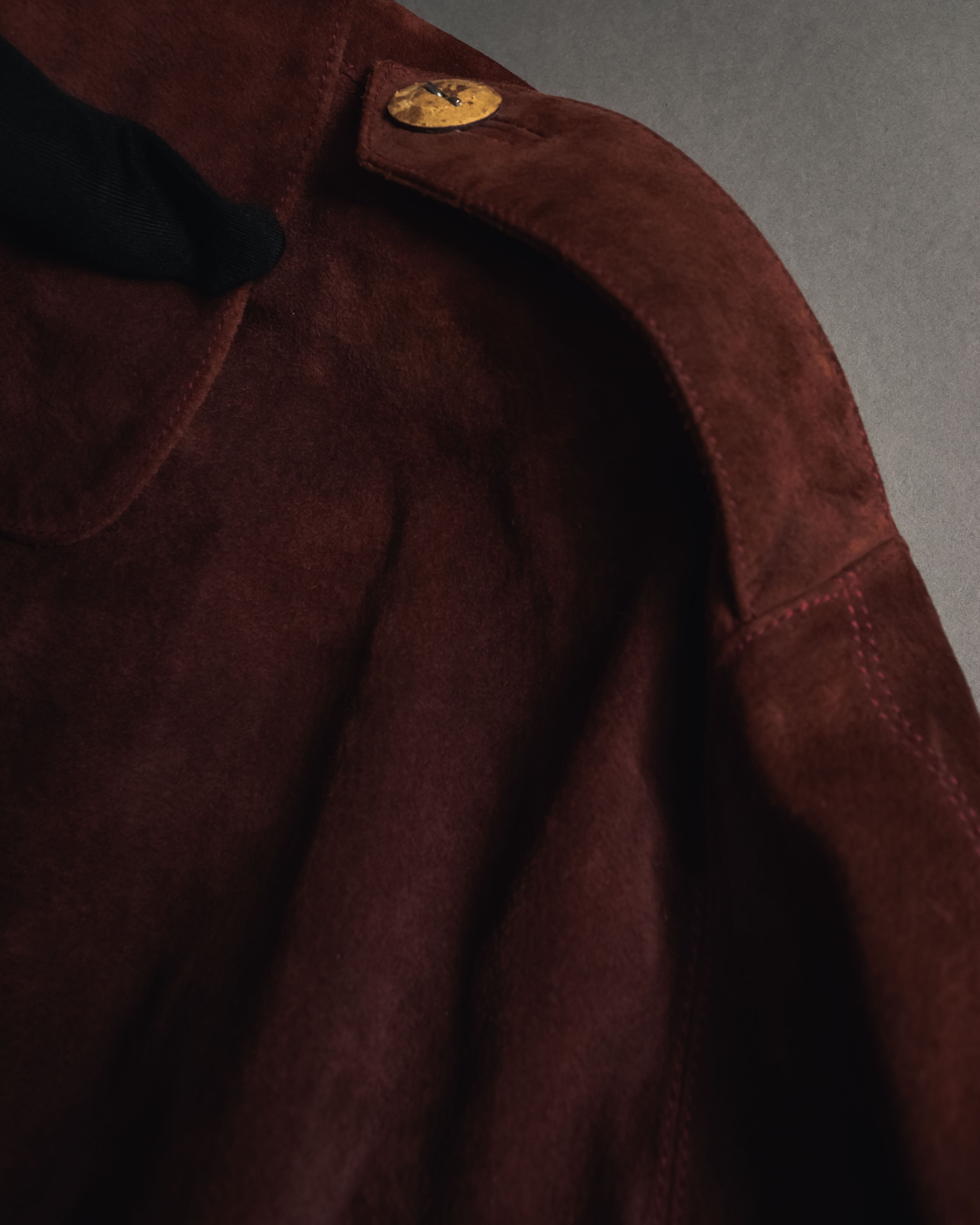 -SPECIAL- "GUCCI" 70’s Suede leather round collar coat