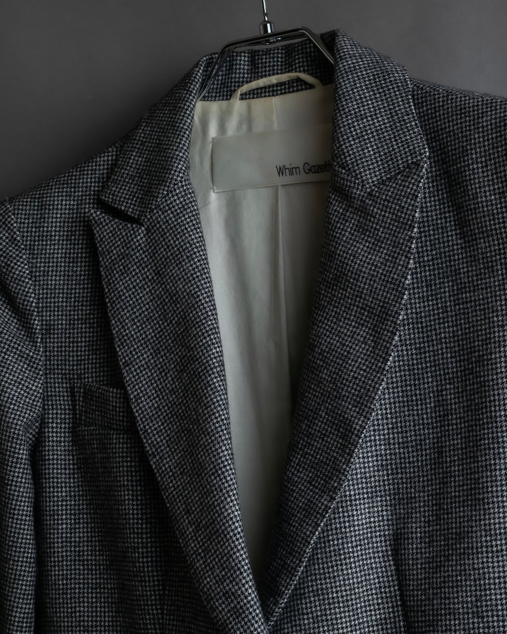 "Whim Gazette" Houndstooth pattern shaped tailored jacket