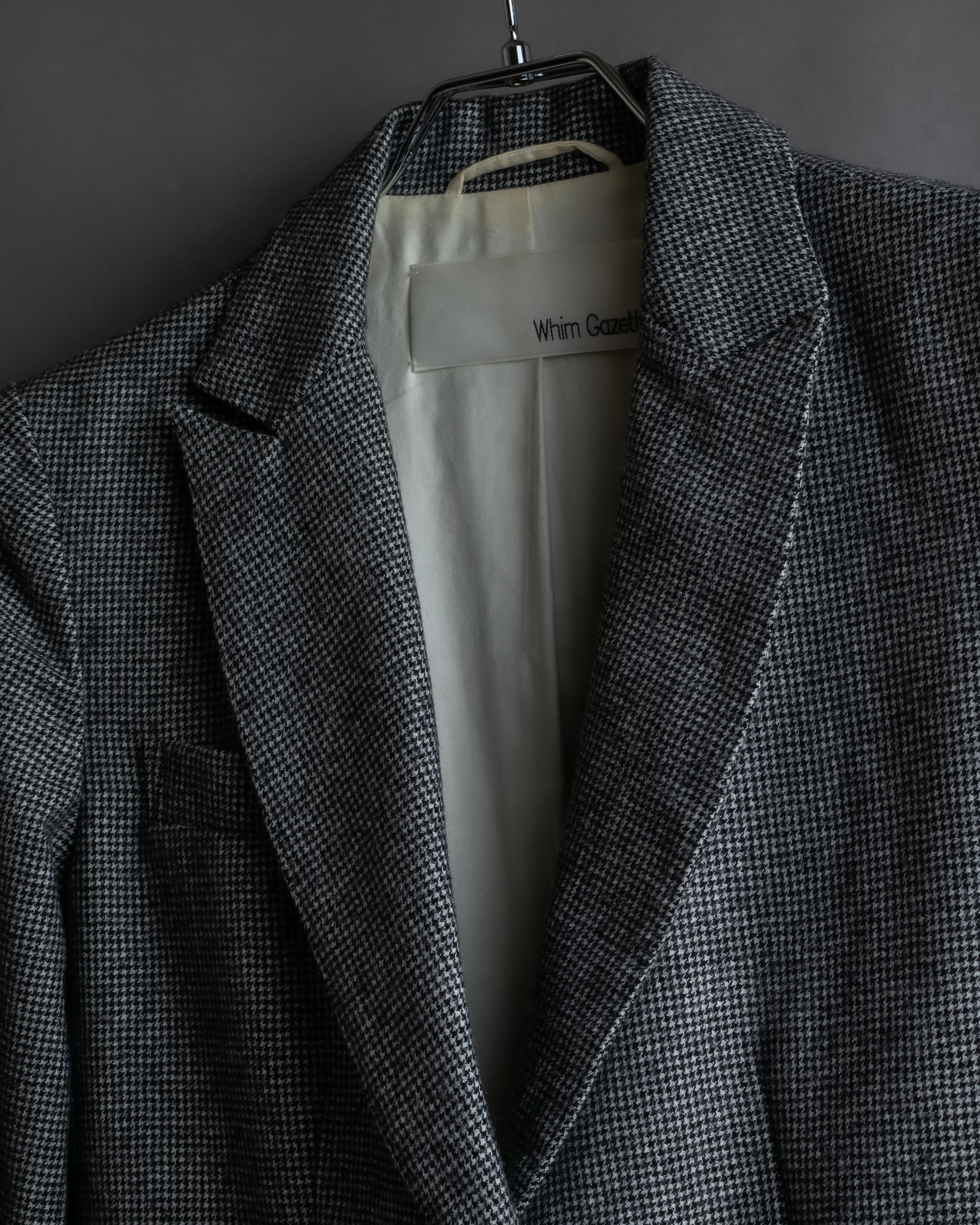 "Whim Gazette" Houndstooth pattern shaped tailored jacket