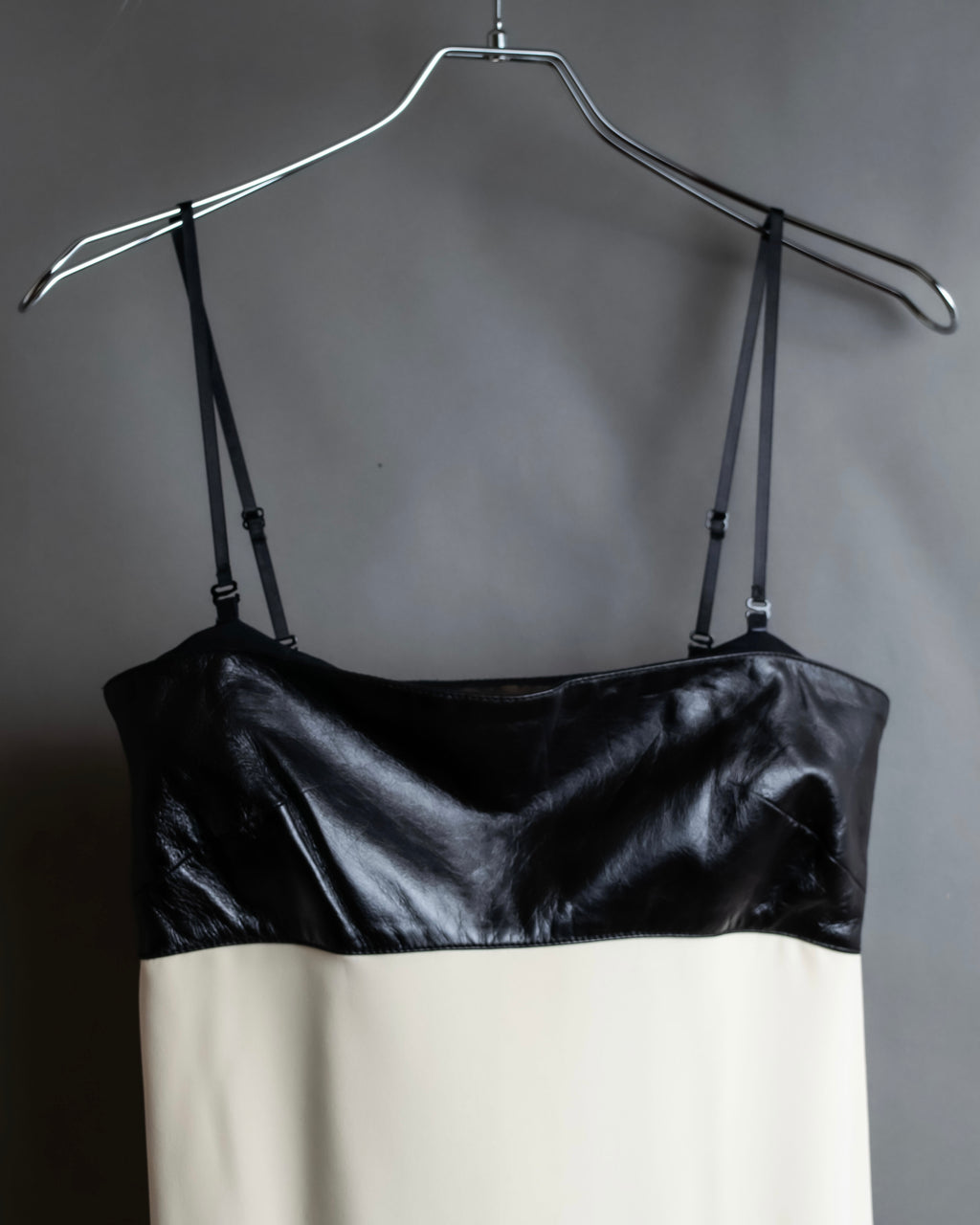 "LOEWE" Leather body bicolor unisex design camisole