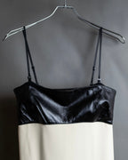 "LOEWE" Leather body bicolor unisex design camisole