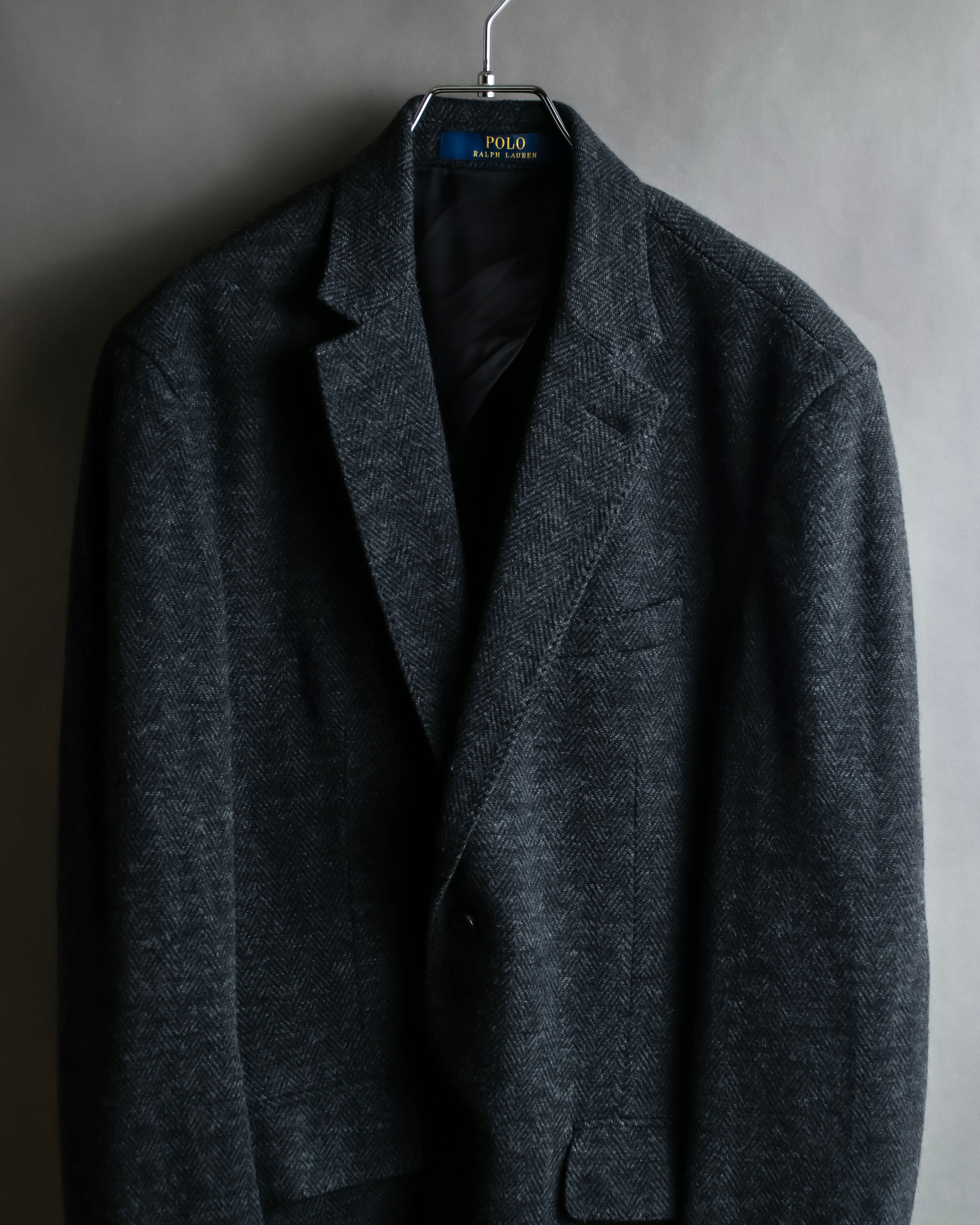 "POLO Ralph Lauren" Herringbone weave charcoal gray tailored jacket