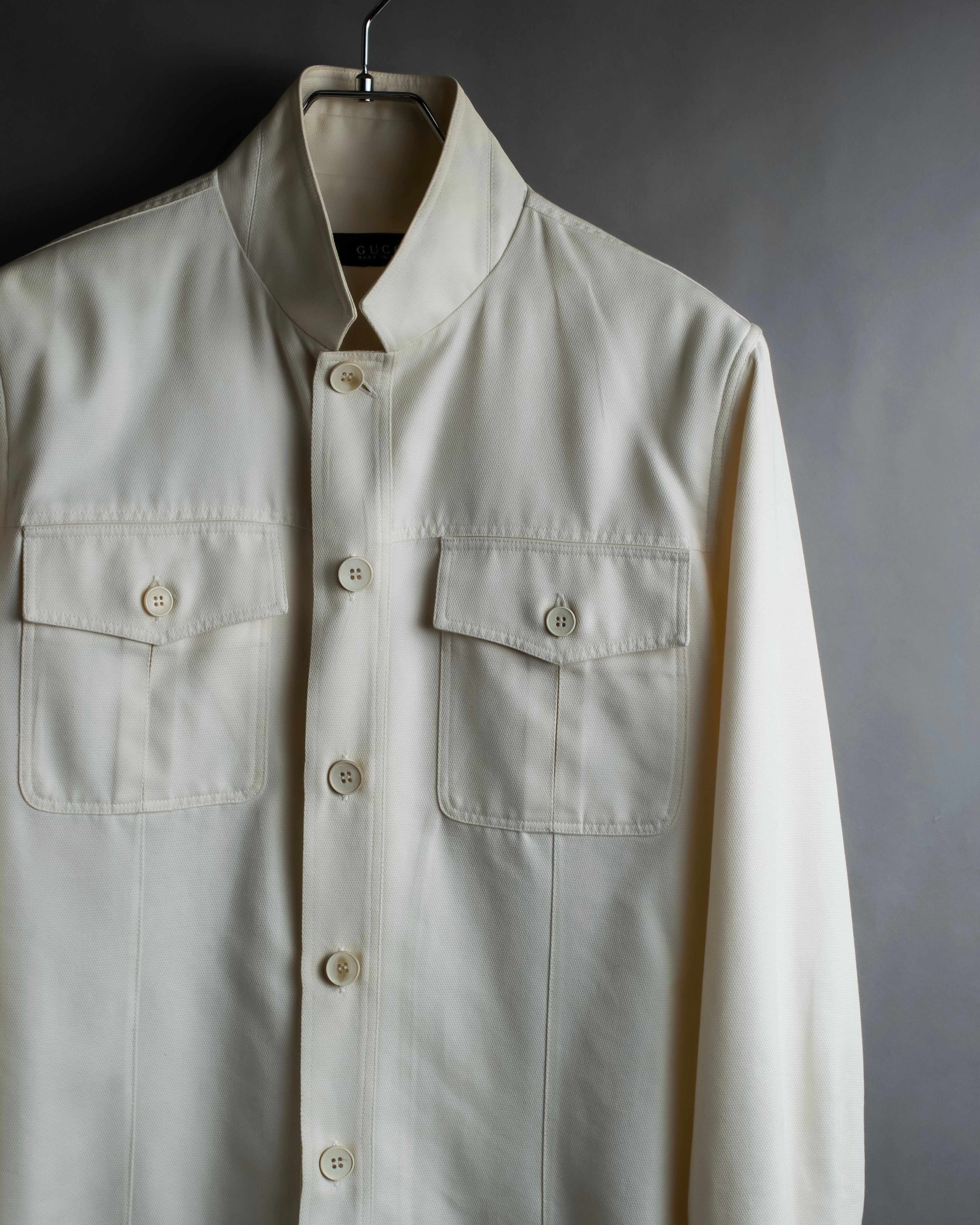 "GUCCI" Flap pocket design band collar shirt jacket
