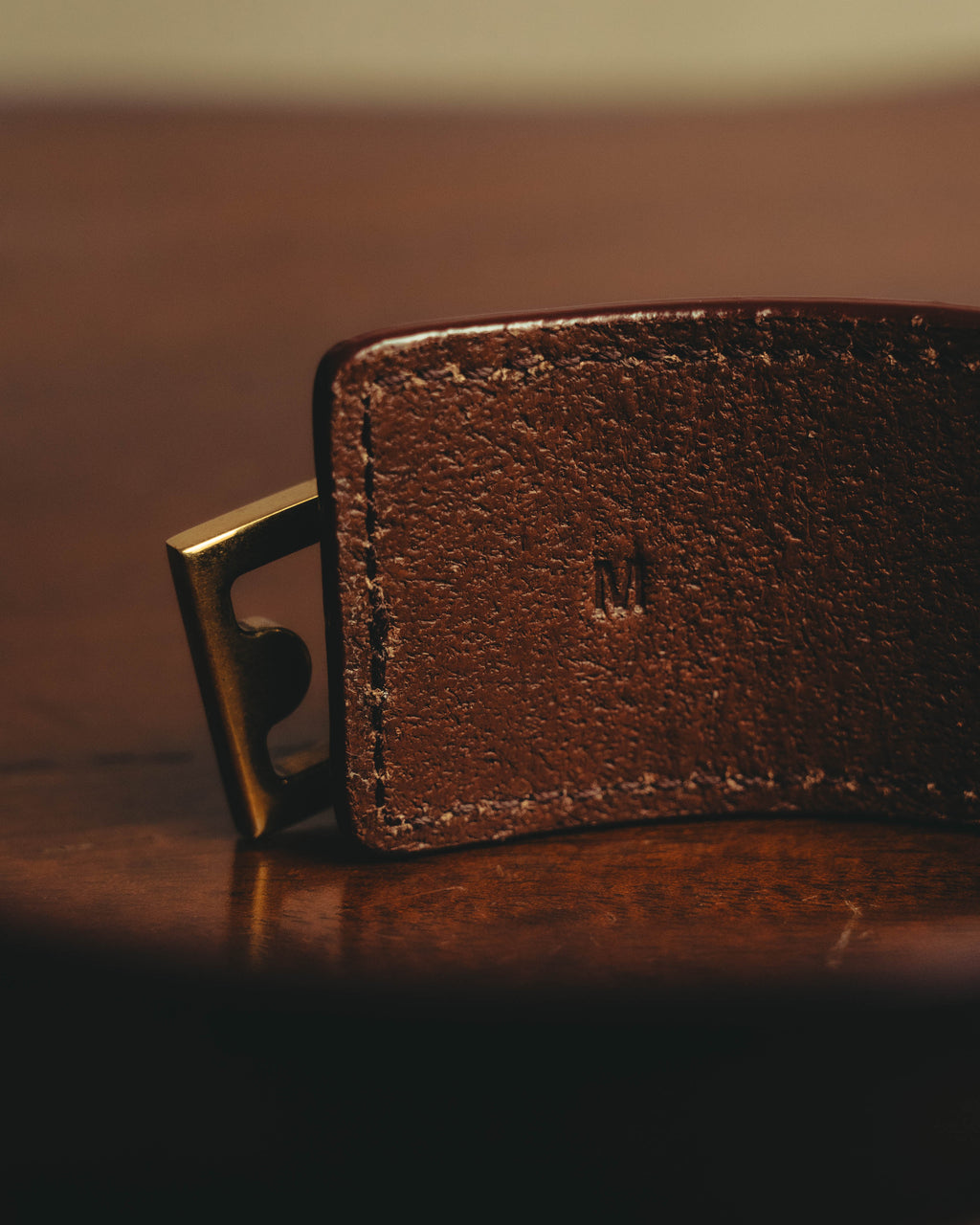 –SPECIAL– "Saint Laurent" 10's Burgundy leather wide cuff bracelet with antique gold buckle