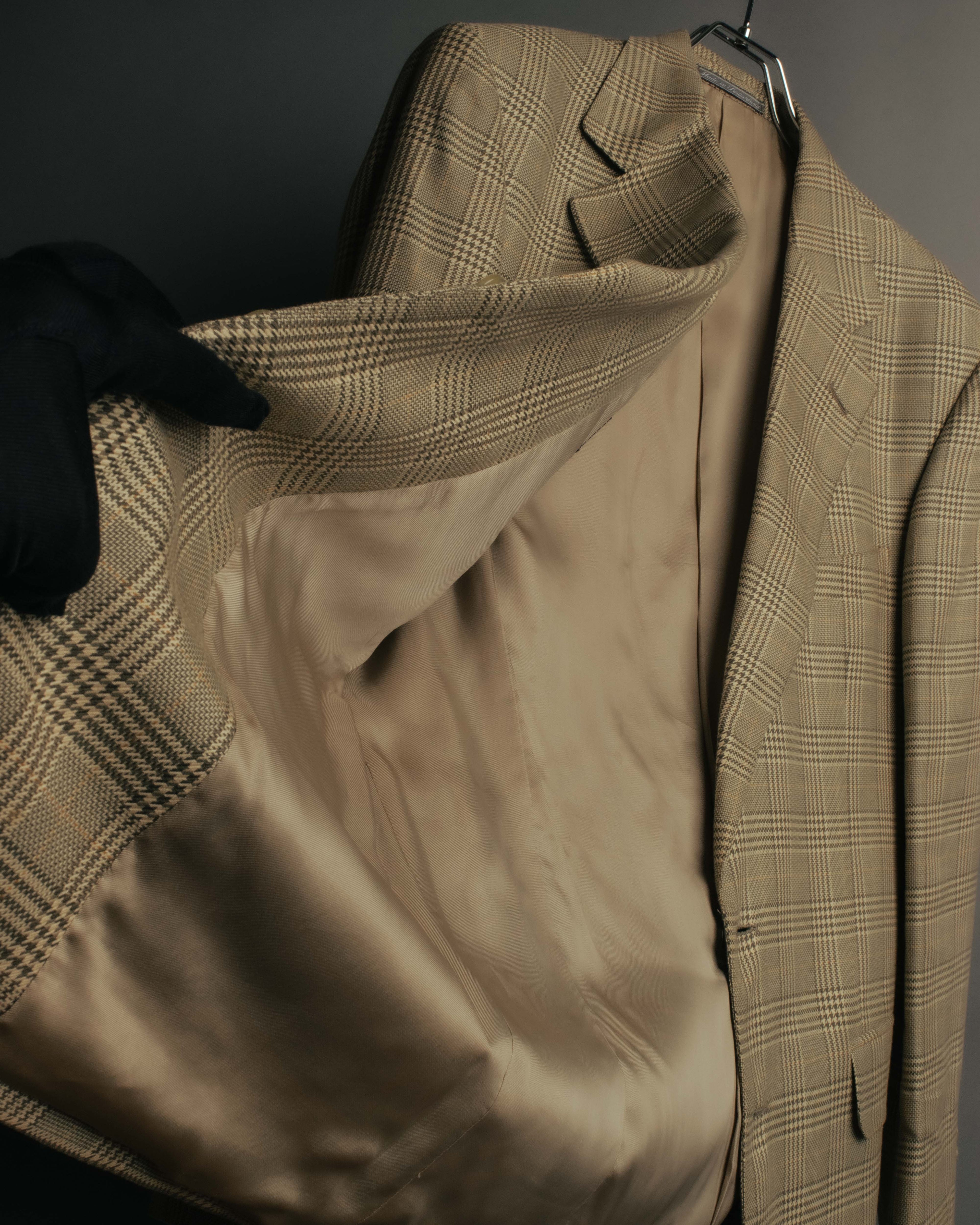 "GUCCI" 90's-00's Vintage houndstooth and glen check structured cotton jacket