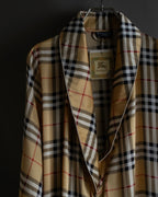 "BURBERRYS" Nova check maxi length silk gown coat