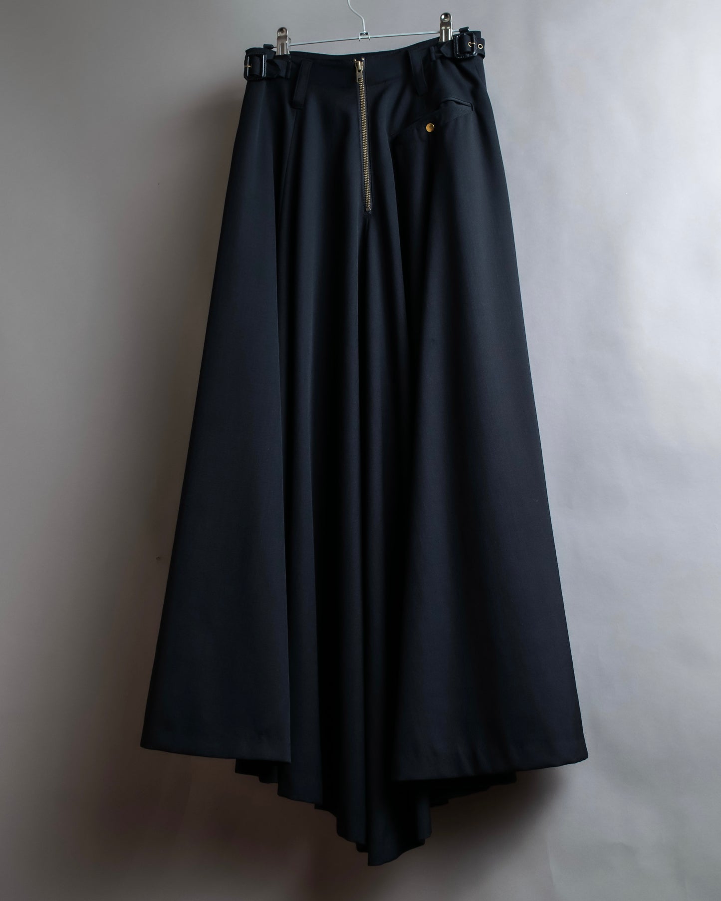 "JEAN PAUL GAULTIER" Asymmetric front＆rear design maxi length wool skirt