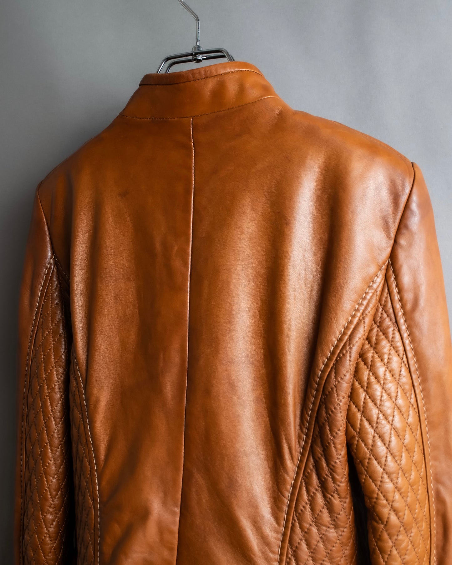 "EMPORIO ARMANI"  Quilted design brown color leather jacket