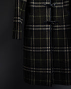 "BURBERRY" Leather switching design check tweed coat