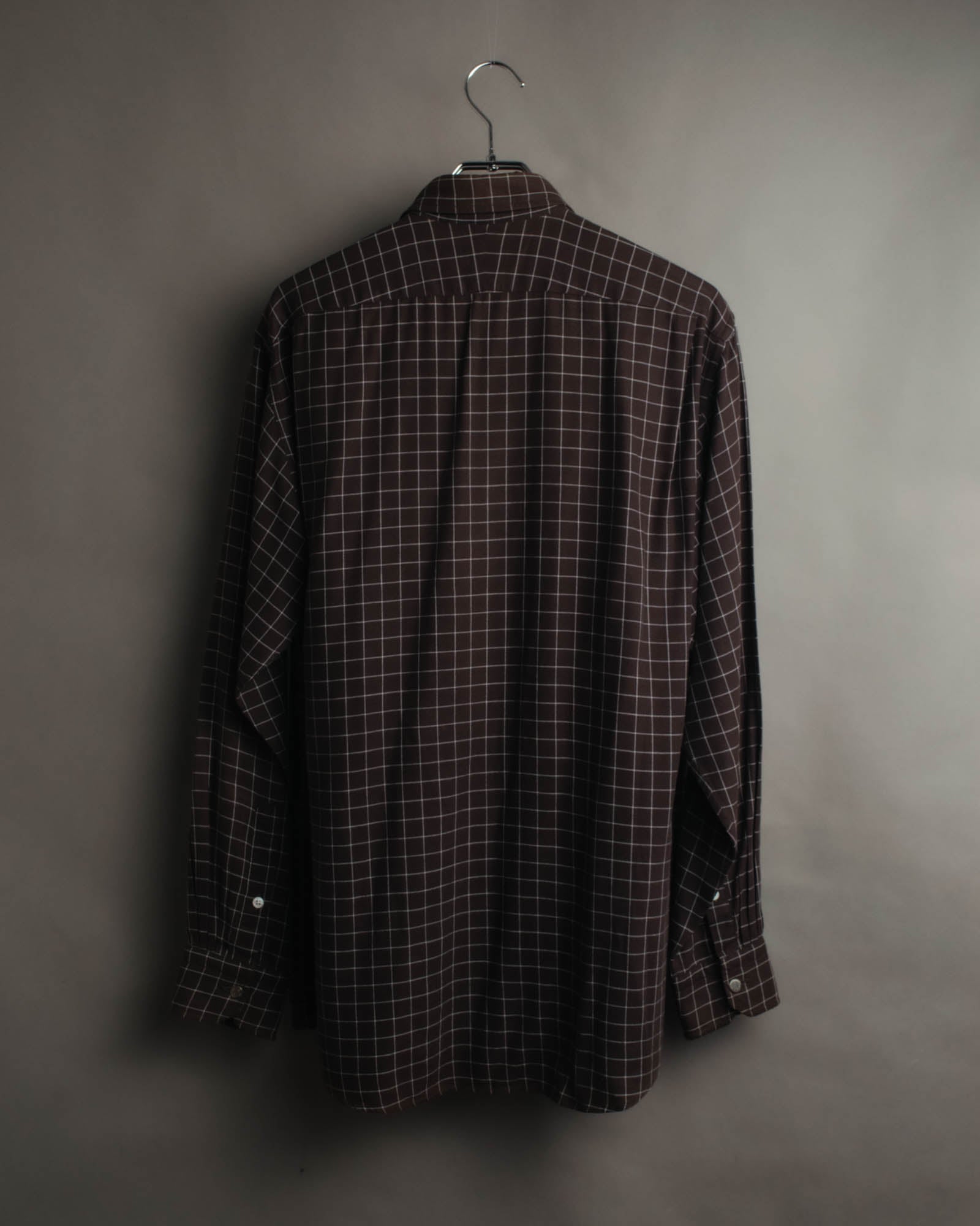 -SPECIAL- “HERMES” 90’s-00’s Windowpane checked sellier button shirt