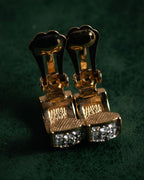 "Christian Dior" 00’s crystal pave cd drop necklace and earrings set