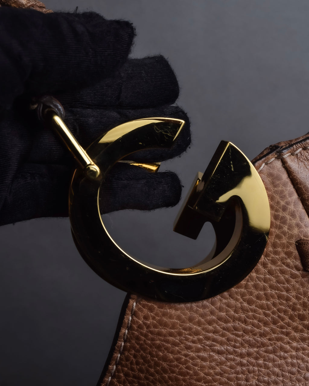 "GUCCI" Charlotte whipstitch hobo leather shoulder Bag