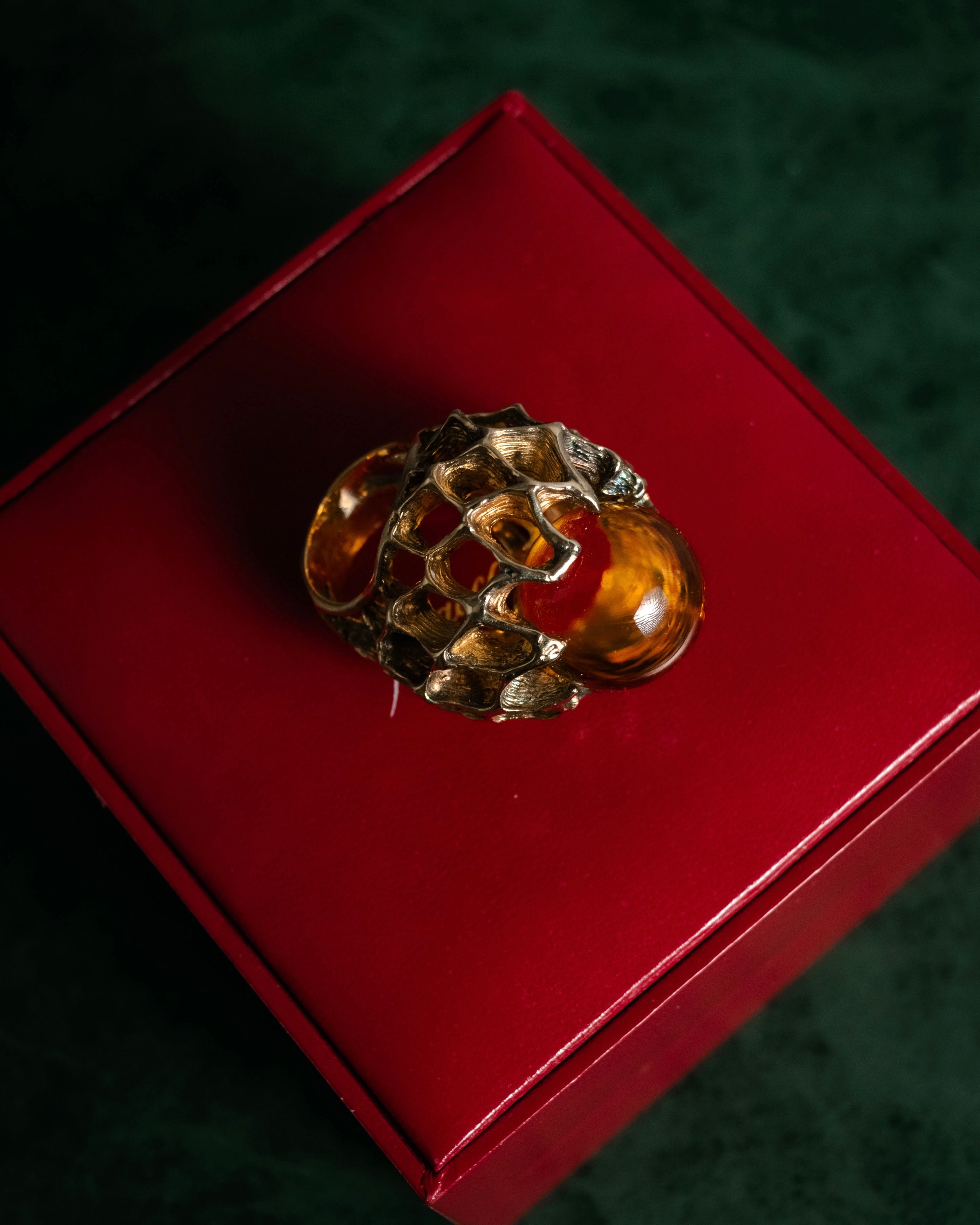 “Baccarat” 00’s Médicis crystal cabochon vermeil ring