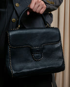 "Valentino Garavani" Saddle stitch design grain leather hand bag