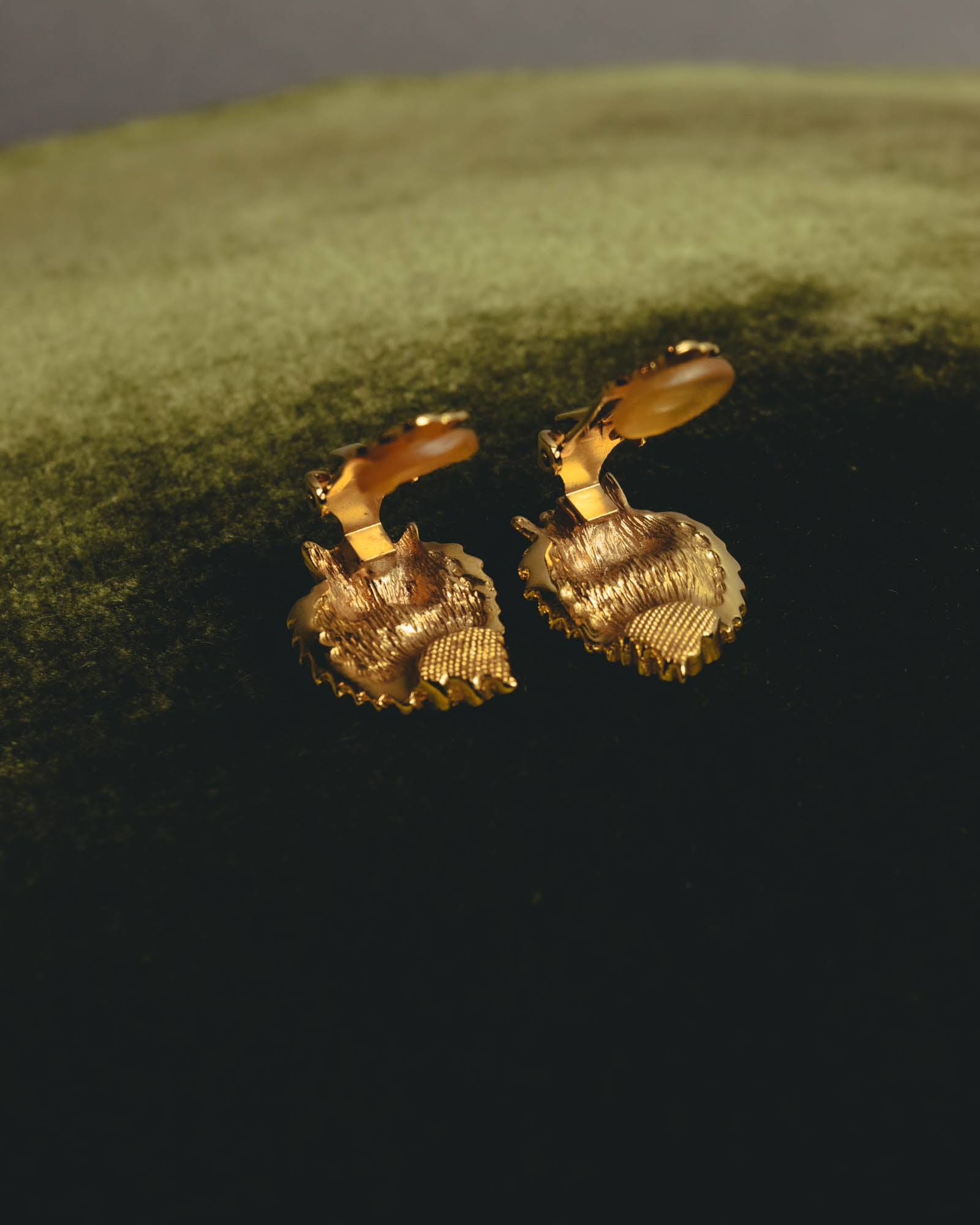 "Christian Dior" 70's-80's Sculptural botanical clip-on earrings