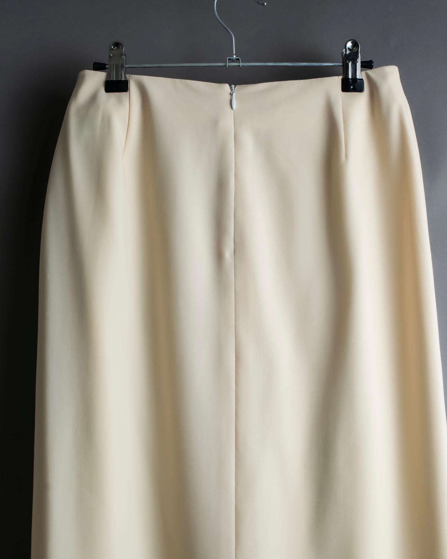 "HERMES" 100% wool ivory color flare skirt