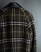 "BURBERRY" Leather switching design check tweed coat