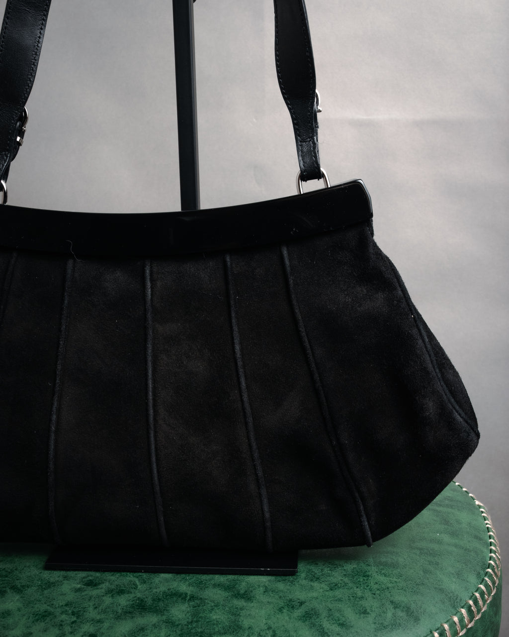 “Salvatore Ferragamo” 90’s-00’s Sculptural suede frame bag