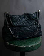 "CHANEL" Karl Lagerfeld design Matelasse chain Black shoulder bag