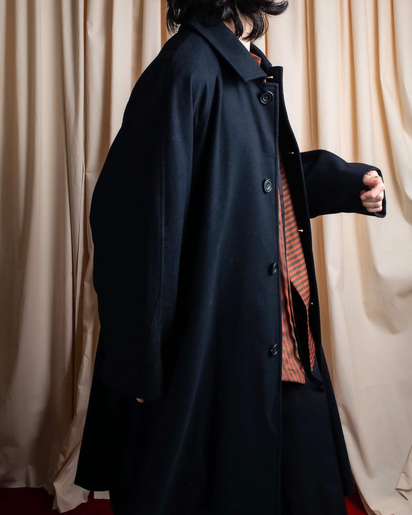 "Y's" Beautiful draping oversized long length soutien collar coat