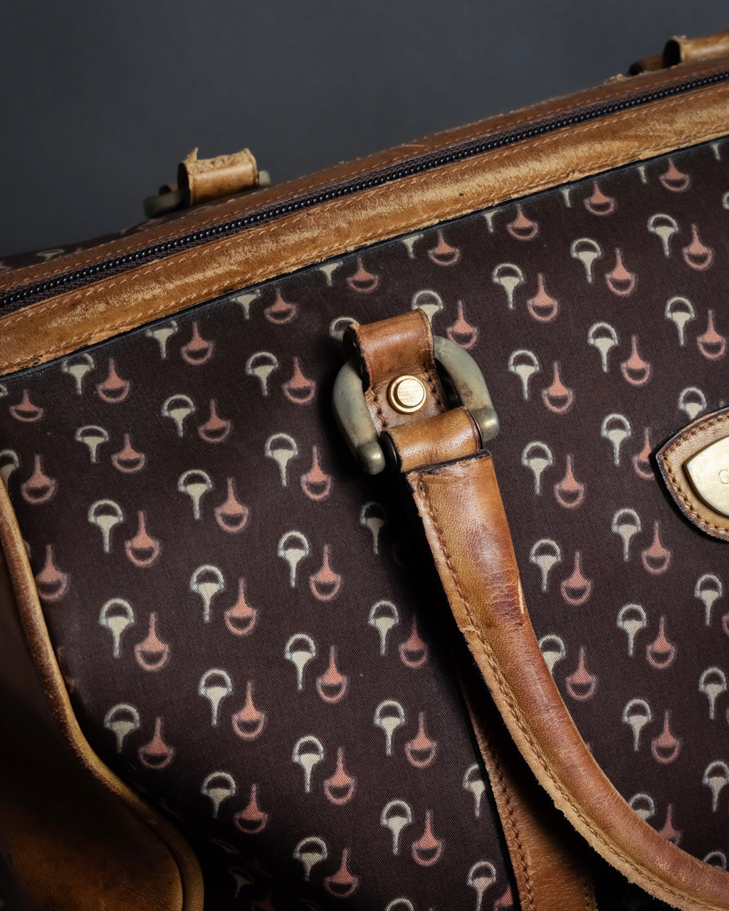 "GUCCI" Vintage horse harness motif pattern mini boston bag