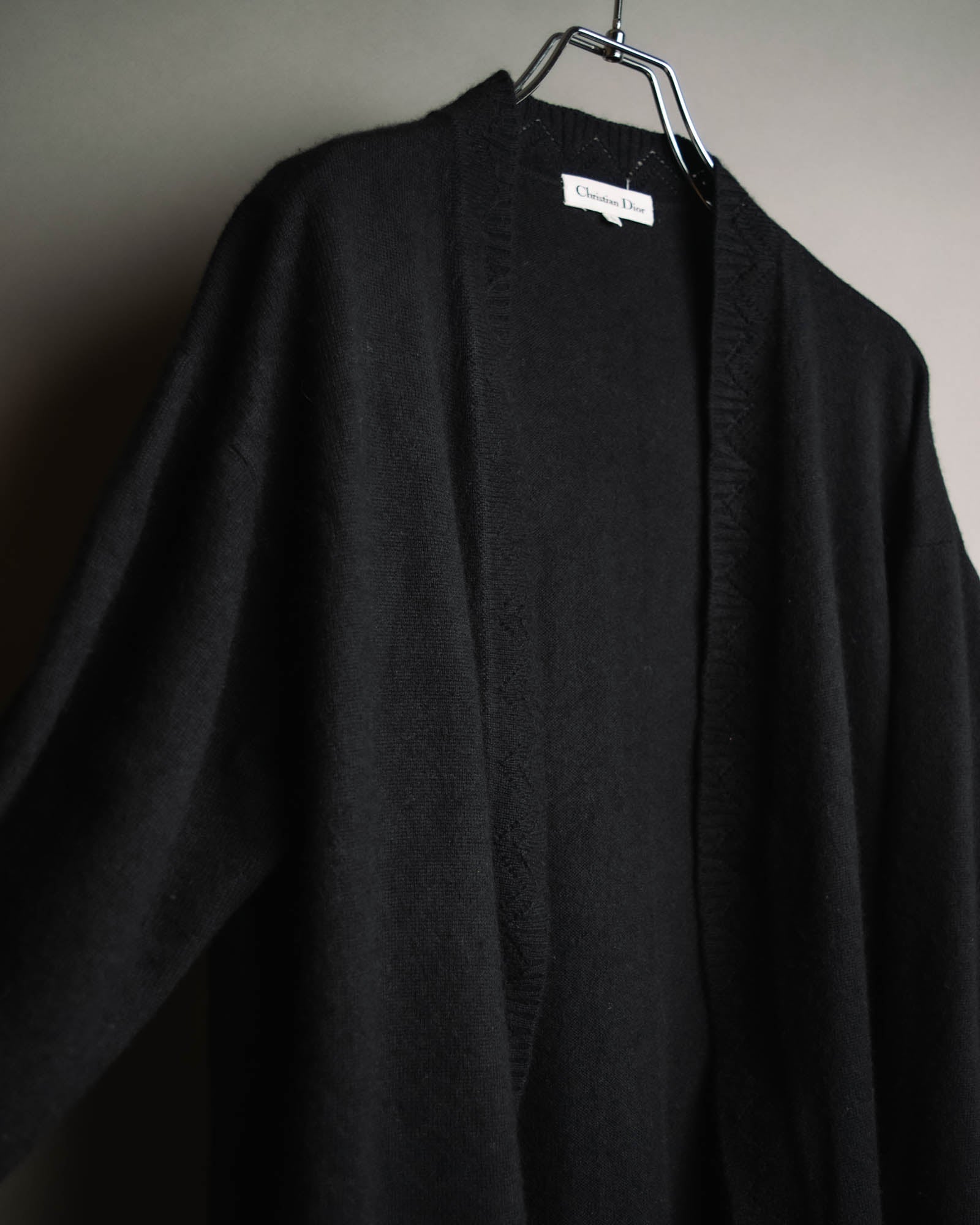 "Christian Dior" 90's-00's Open front wool silk pointelle knit cardigan