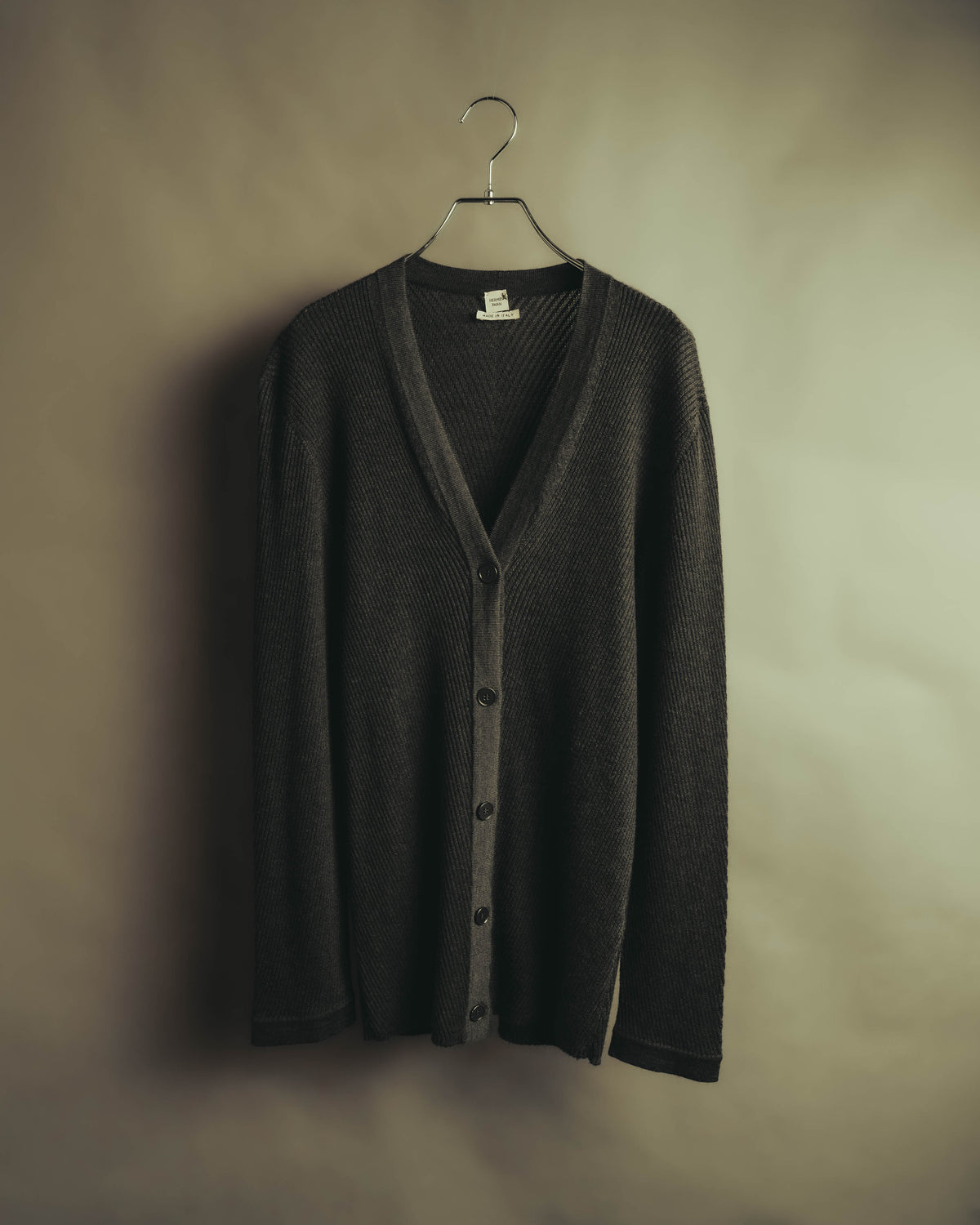 “HERMÈS” 00’s-10’s Cashmere silk ribbed V-neck cardigan