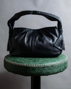 "EMPORIO ARMANI" Horizontal design gathered one handle leather bag