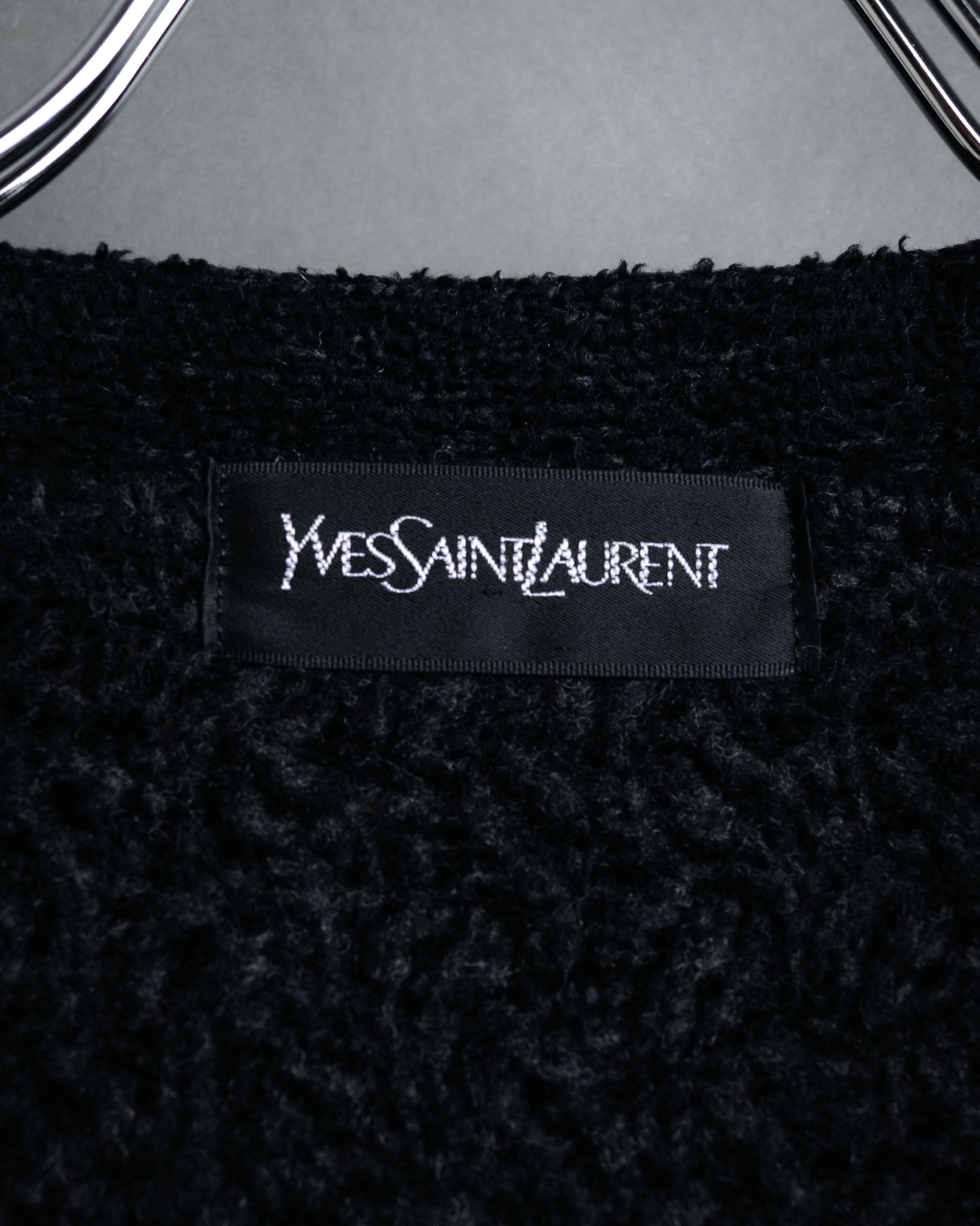“Yves Saint Laurent” 90’s Textured diamond pattern cardigan