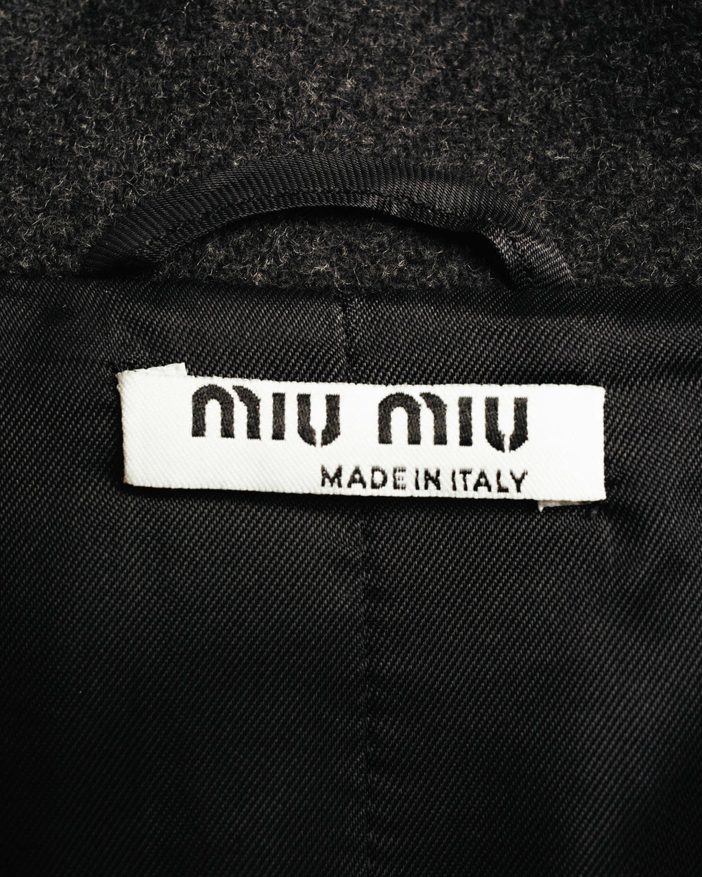 “miu miu” 00’s-10’s Wool angora leather buckle coat