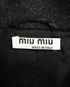 “miu miu” 00’s-10’s Wool angora leather buckle coat