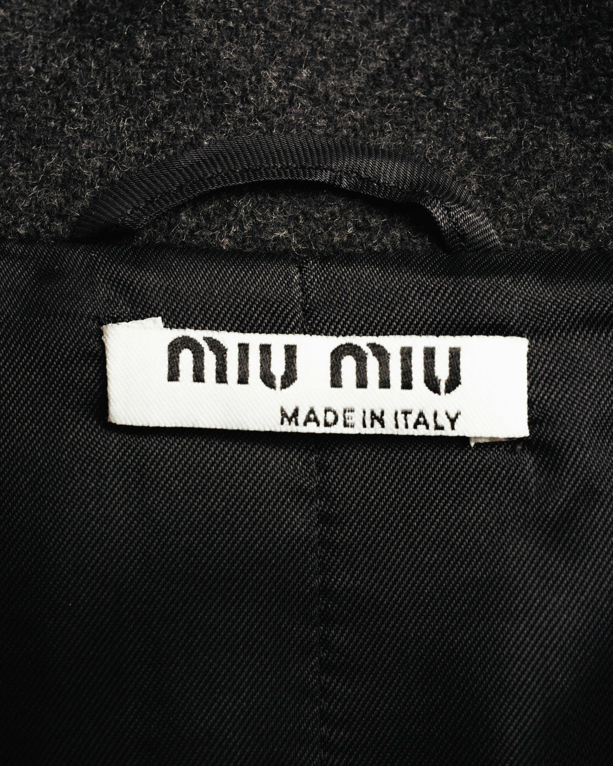 “miu miu” 00’s-10’s Wool angora leather buckle coat