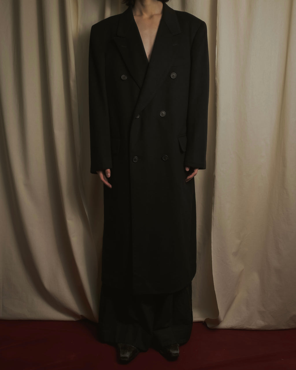 Abrigo doble botonadura de lana de los años 90 de YVES SAINT LAURENT