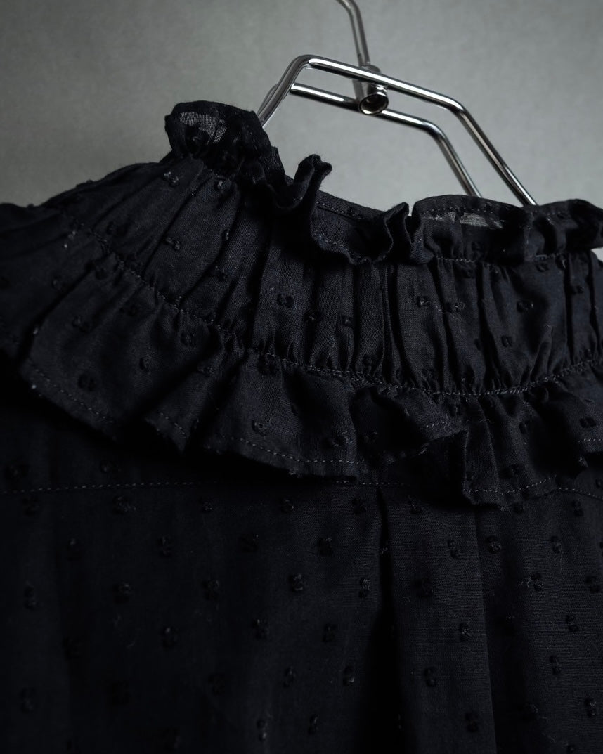 "tricot COMME des GARCONS"  80's Tiered ruffle design, dotted sheer blouse