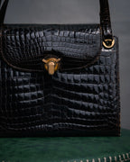–SPECIAL– “GUCCI” 50’s-60’s Crocodile leather top handle bag