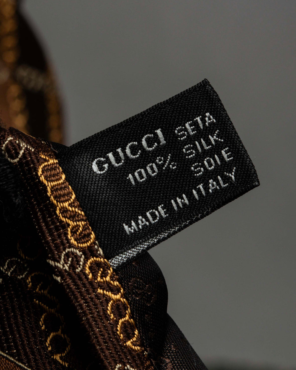 "GUCCI" Chain plaid design silk neck tie