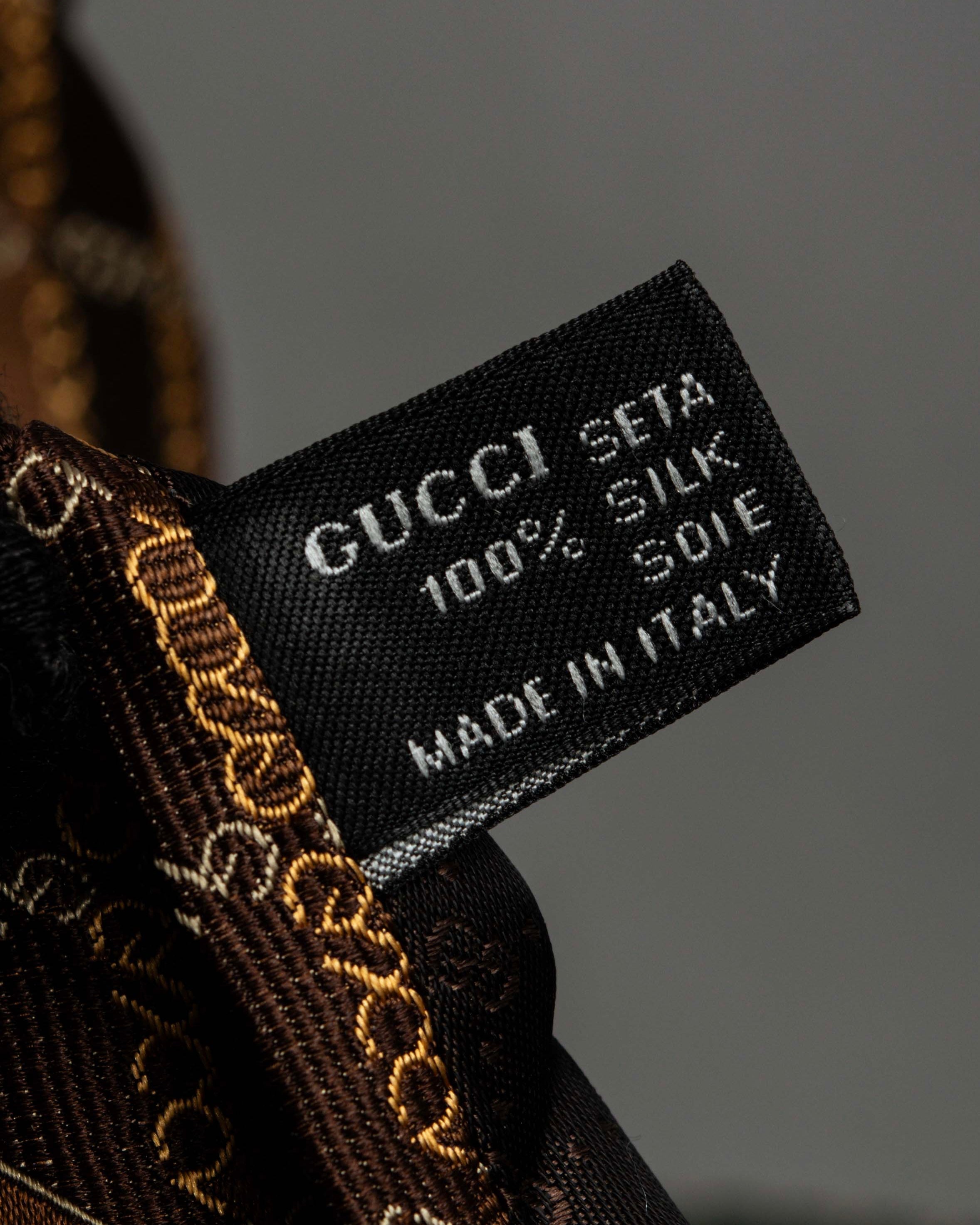 "GUCCI" Chain plaid design silk neck tie
