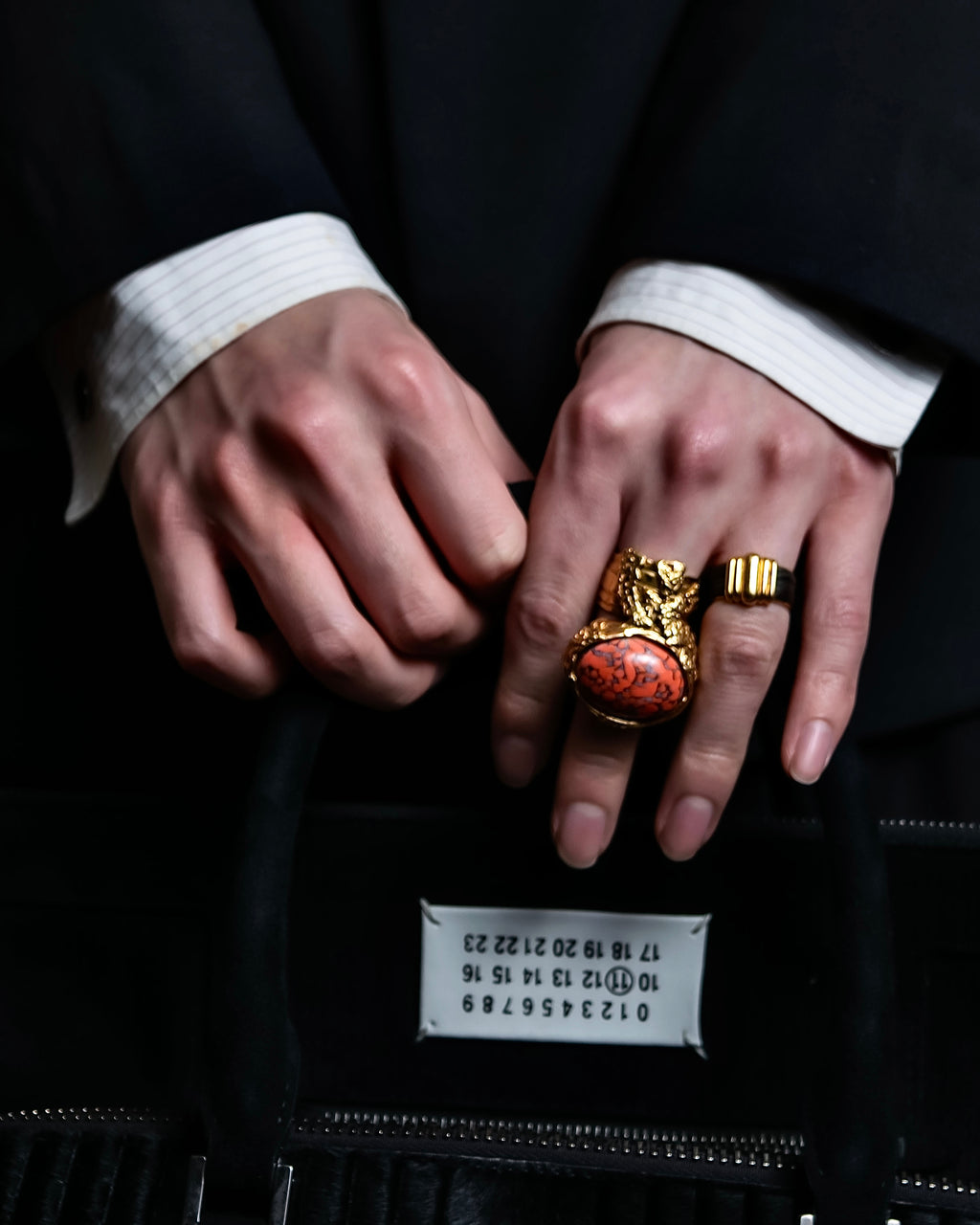 "YVES SAINT LAURENT" Treasure box style turquoise artillery ring