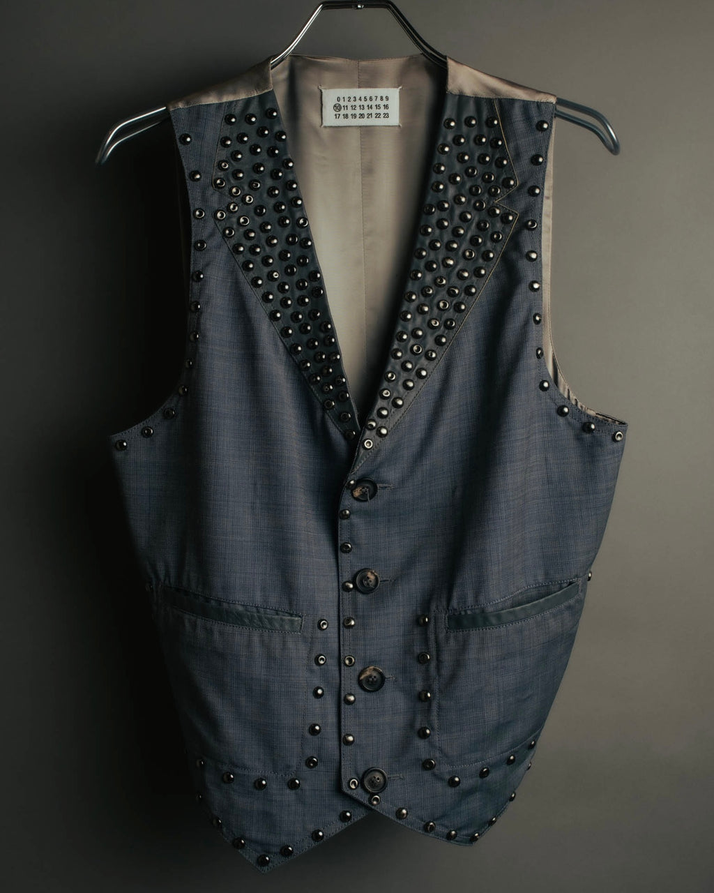 -SPECIAL- “Maison Martin Margiela” 07SS Studded wool leather tailored vest