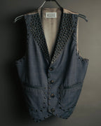 -SPECIAL- “Maison Martin Margiela” 07SS Studded wool leather tailored vest