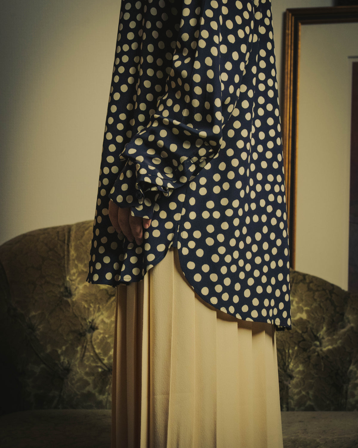 -SPECIAL- "Saint Laurent" 2019-2020 Polka dot silk long sleeve shirt