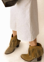 CELINE/ Triomphe Waist Designed Denim Shorts White