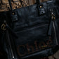 "Chloe" Eclipse series logo engraved leather tote bag