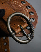 “DIESEL” 2000’s Studded craft leather belt