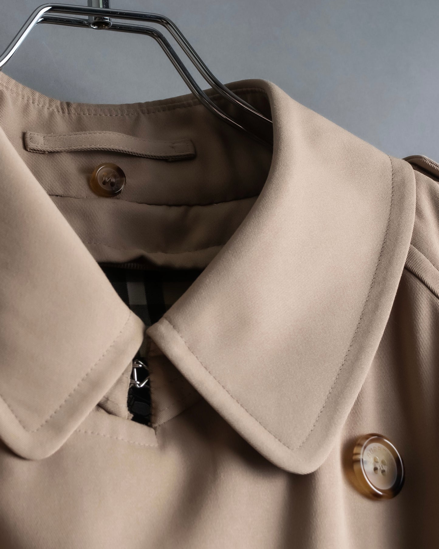 "BURBERRY" Military detail belted maxi length trench coat