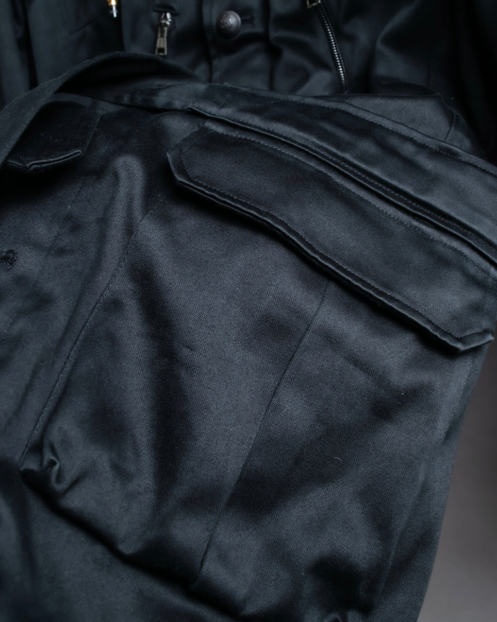 "BALENCIAGA" Glossy cotton military detail belted coat