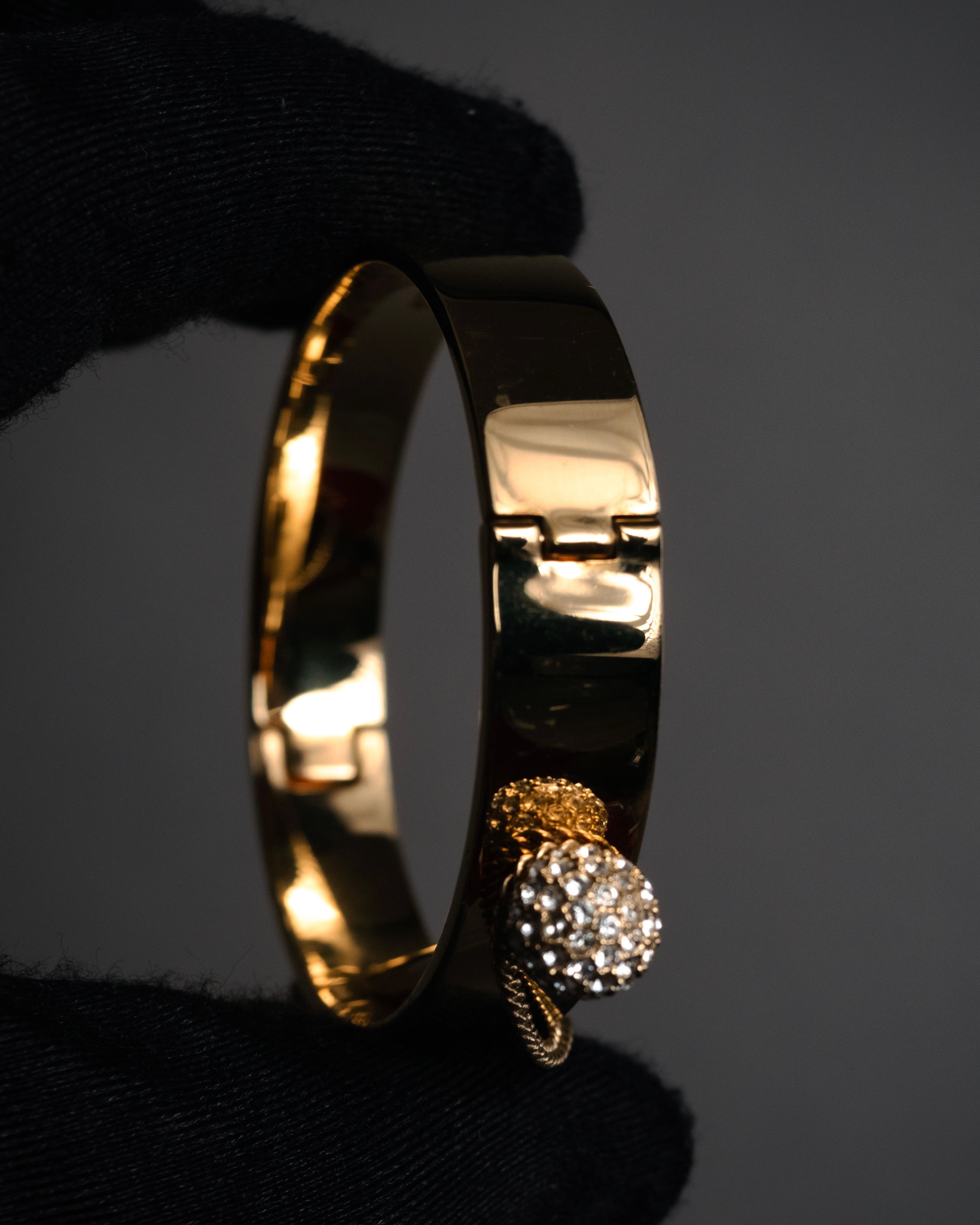 Chloe - Crystal Sphere Chain Bangle Bracelet - Gold - 2010s