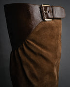 “LOEWE” 2000’s Gathered wedge long boots